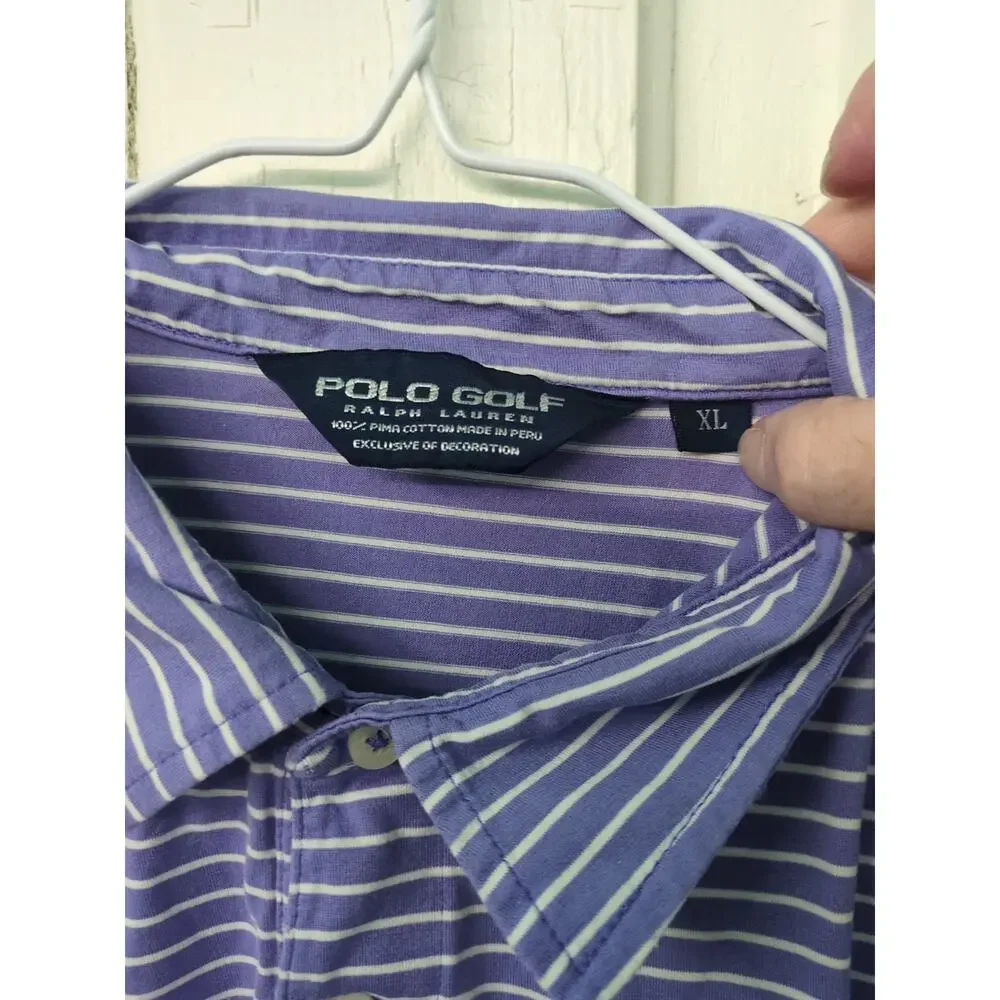 Polo Golf Ralph Lauren Shirt Mens XL Purple Stripe Pony 100% Pima cotton Soft